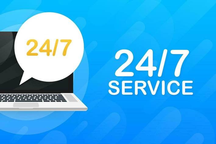¿Un sitio web beneficia a tu negocio? estable disponible servicios icono. 24 7 7 ilustración. trabajo todo semana web. vector valores ilustración. 29340897 Vector en Vecteezy